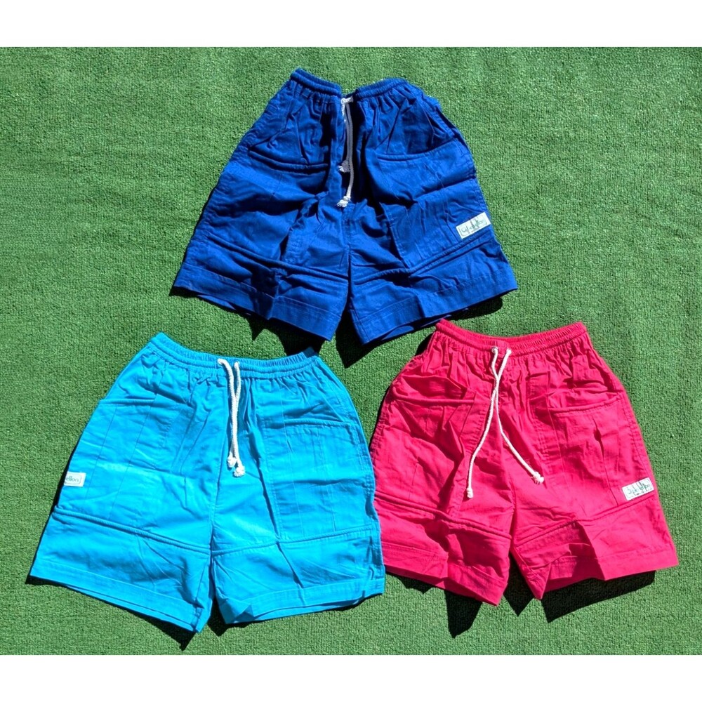 VTG Neon Drawstring High Waisted Women's Sm Pleated Cotton 1990s 3Pc Short Set